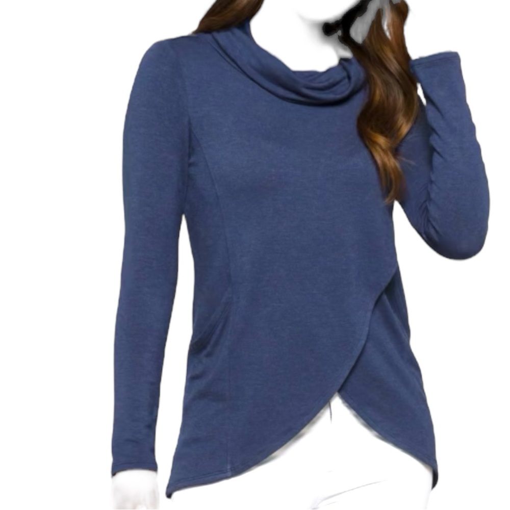 MAGNOLIA GRACE - Paedia Tulip Hem Cowl Neck. Navy. Women’s Size S
